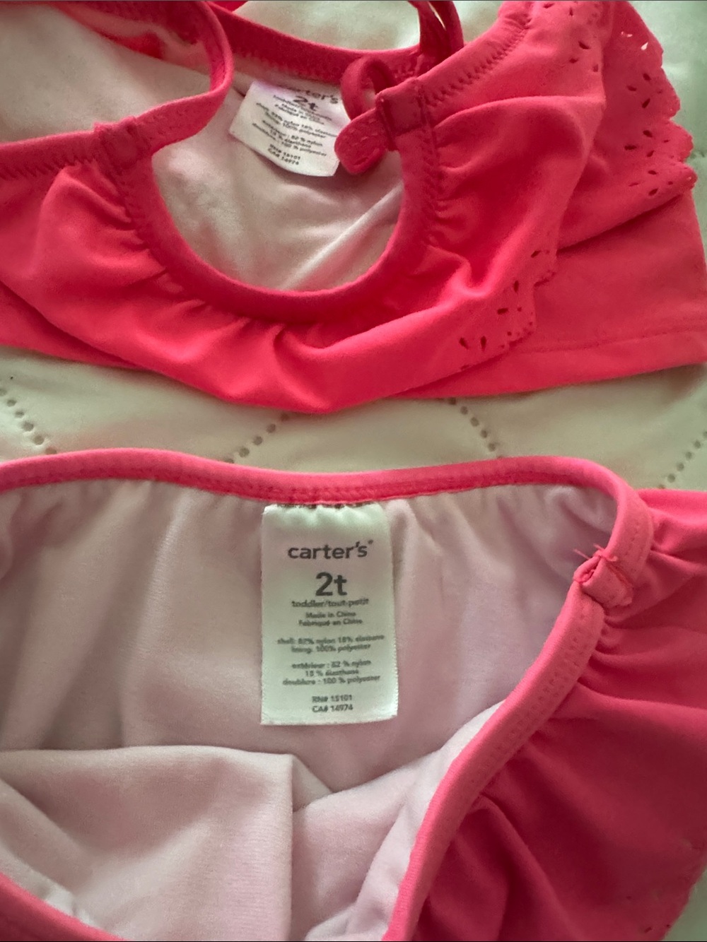 Carter's Bright Pink Ruffle Two-Piece Swim Set - Picture 3 of 4
